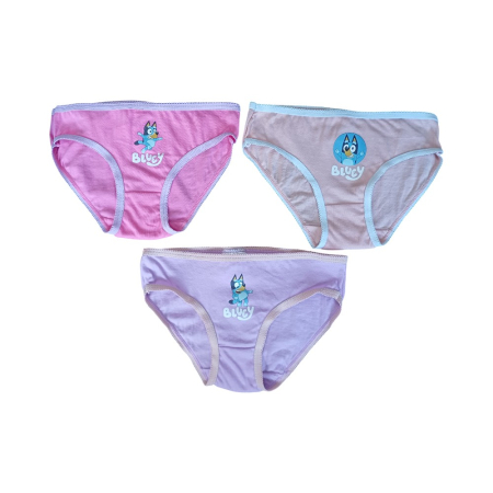 Chiloti si boxeri - Set 3 perechi chiloți fete, roz, 100% bumbac, Happy, Bluey