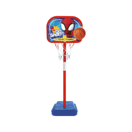 Jocuri sportive pentru copii - Set baschet cu minge și pompă, coș reglabil, înălțime reglabilă 106 cm, bază stabilă, 3 ani+, Multicolor, Spidey