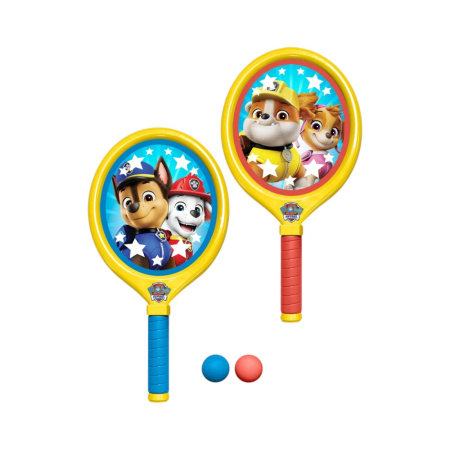 Jocuri sportive pentru copii - Set de 2 palete și 2 mingi moi, silențioase, multicolor, Paw Patrol