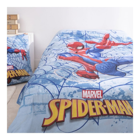 Set lenjerie pat, 100% bumbac, 2 piese, 140x200 cm, 65x65 cm, albastru, Happy, Spiderman [2]
