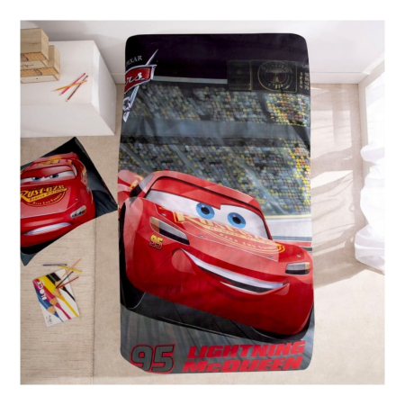 Set lenjerie pat, 100% bumbac, 2 piese, 140x200 cm, 65x65 cm, multicolor, Happy, Cars [1]