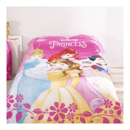 Set lenjerie pat, 100% bumbac, 2 piese, 140x200 cm, 65x65 cm, multicolor, Happy, Princess Disney [2]