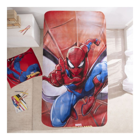 Set lenjerie pat, 100% bumbac, 2 piese, 140x200 cm, 65x65 cm, roșu, Happy, Spiderman [1]