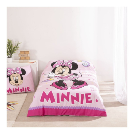 Set lenjerie pat, 100% bumbac, 2 piese, 140x200 cm, 65x65 cm, roz, Happy, Minnie Mouse [3]