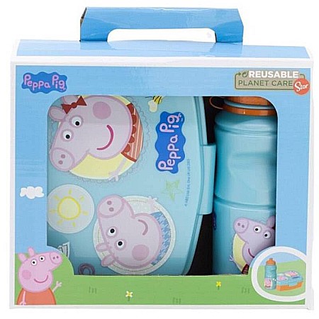 Alimente si bauturi - Set cutie sandwich și sticlă pentru lichide, 400 ml, multicolor, Peppa Pig