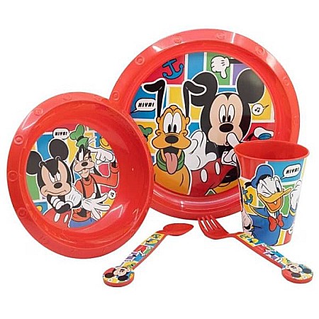 Set 5 piese pentru servit masa, plastic, fără BPA, roșu, better Together, Mickey Mouse, Disney [1]