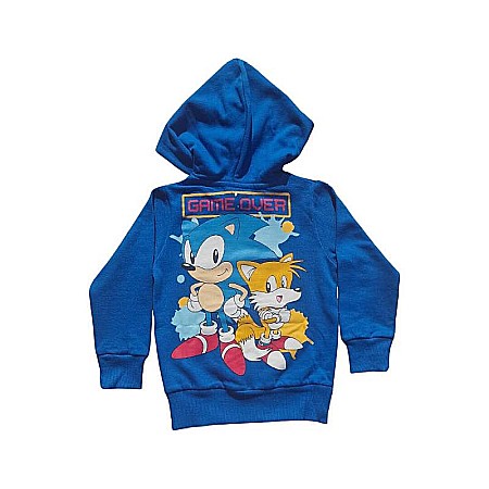 Hanorac băieți cu buzunare frontale și glugă, bumbac, albastru, Sonic [1]