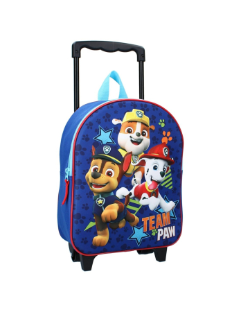 Troler - Troler 3D, cu un compartiment, 32x26x11 cm, bretele ajustabile și întărite, albastru, Happy, Paw Patrol