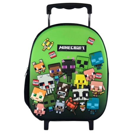Troler - Troler 3D, cu un compartiment, 32x26x11 cm, bretele ajustabile și întărite, multicolor, Happy, Minecraft