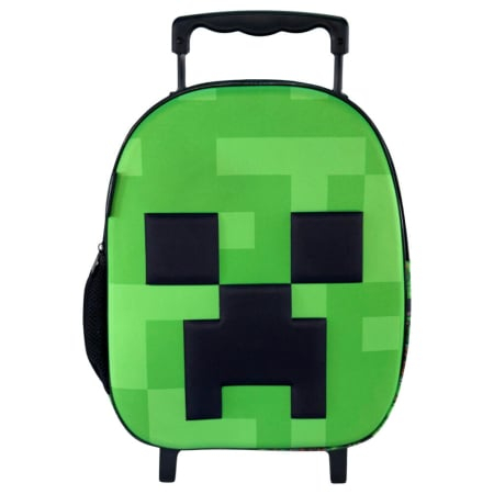 Troler - Troler 3D, cu un compartiment, 32x26x11 cm, bretele ajustabile și întărite, verde, Happy, Minecraft