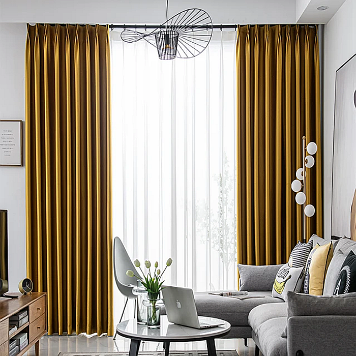 Draperii Catifea Simplu Mustar [2]