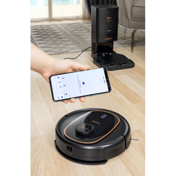 Aspirator robot Zilan ZLN5500 Aurum cu statie de colectare praf, Putere 600W, 3 trepte putere, baterie 3200mAh, Control Vocal, WiFi [2]