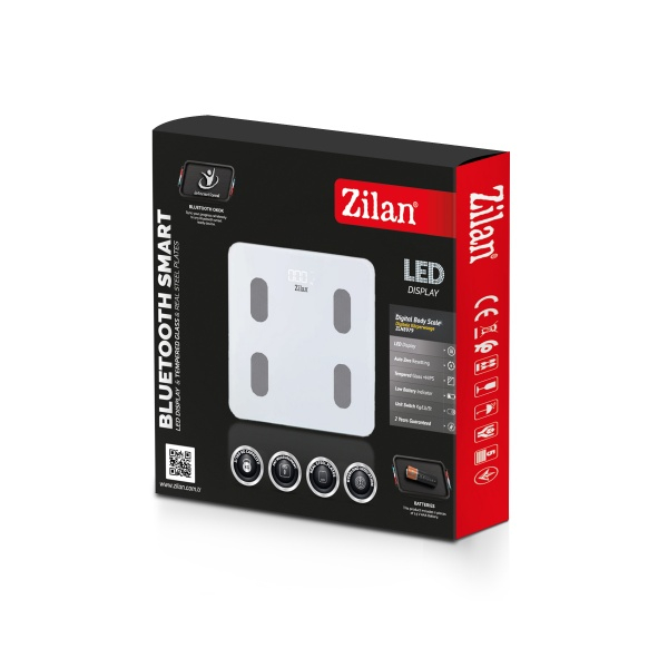 Cantar corporal Zilan ZLN8979 din sticla securizata, capacitate 3-180kg, Aplicatie OKOK, Display LCD [2]