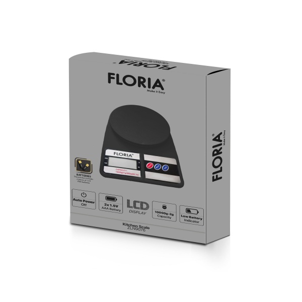 Cantar de bucatarie digital Floria ZLN9076, Capacitate 2g-10.000g, Display LCD, Maxim 10kg [2]