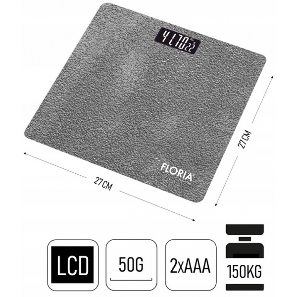 Cantar electronic de persoane Floria ZLN1987 Gri, ecran LCD, capacitate maxima 150 kg [2]