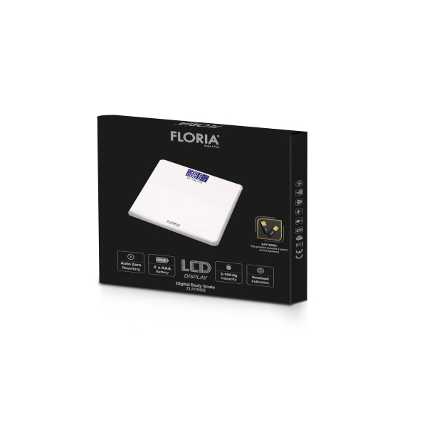 Cantar electronic de persoane Floria ZLN1988 Alb, ecran LCD, capacitate maxima 180 kg [2]