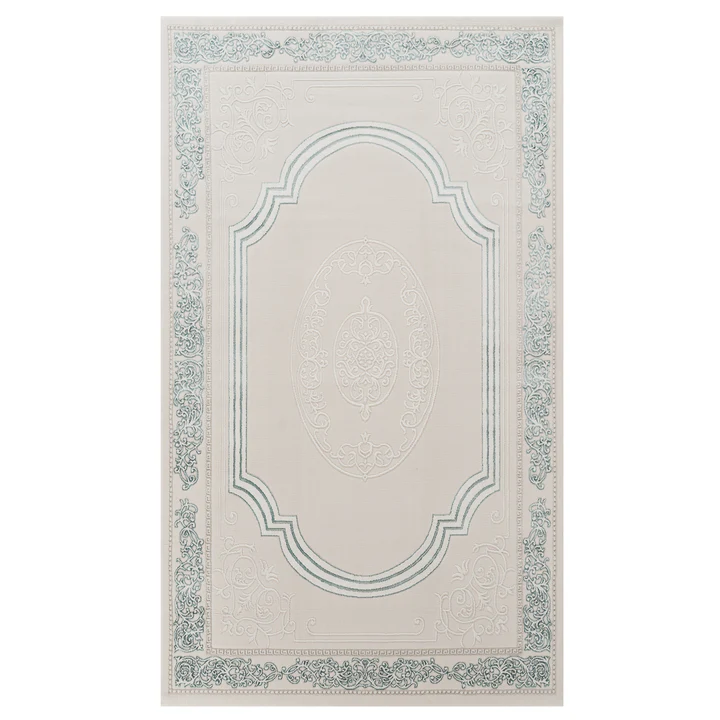 Covor clasic Asia crem turcoaz cu model elegant pentru living [3]
