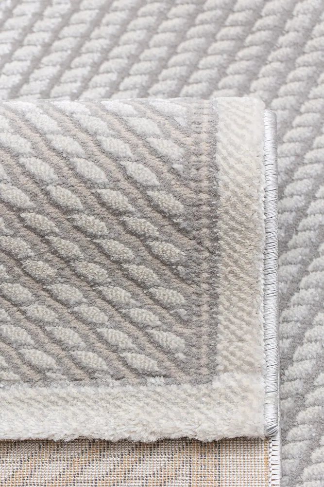 Covor modern gri Deluxe model geometric 39918 pentru living [3]