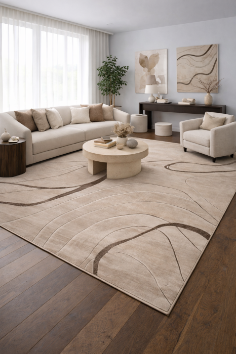 Covor modern Gloria Sand Lines bej cu model abstract pentru living [2]