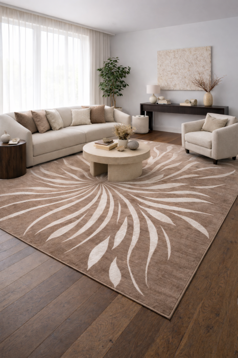 Covor modern Gloria Soft Bloom bej cu model floral abstract pentru living [2]