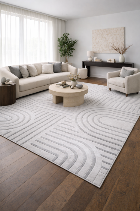 Covor modern Gloria Urban Arc gri cu model geometric pentru living [2]