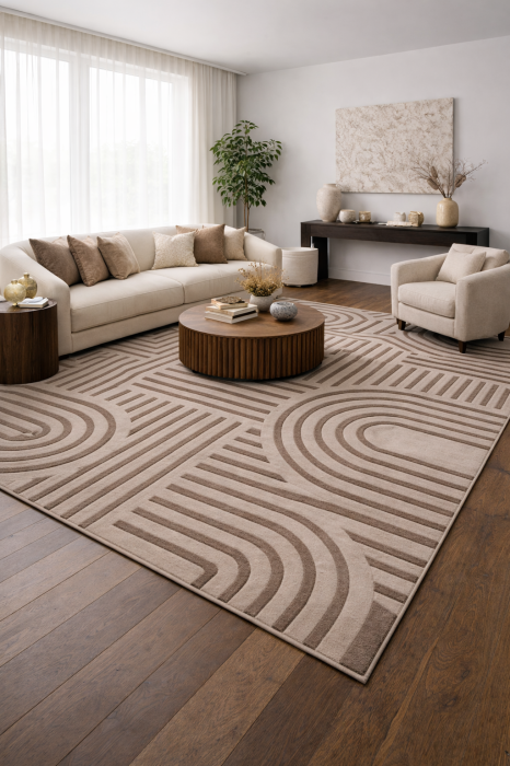 Covor modern Gloria Warm Geometry bej cu model geometric pentru living [2]