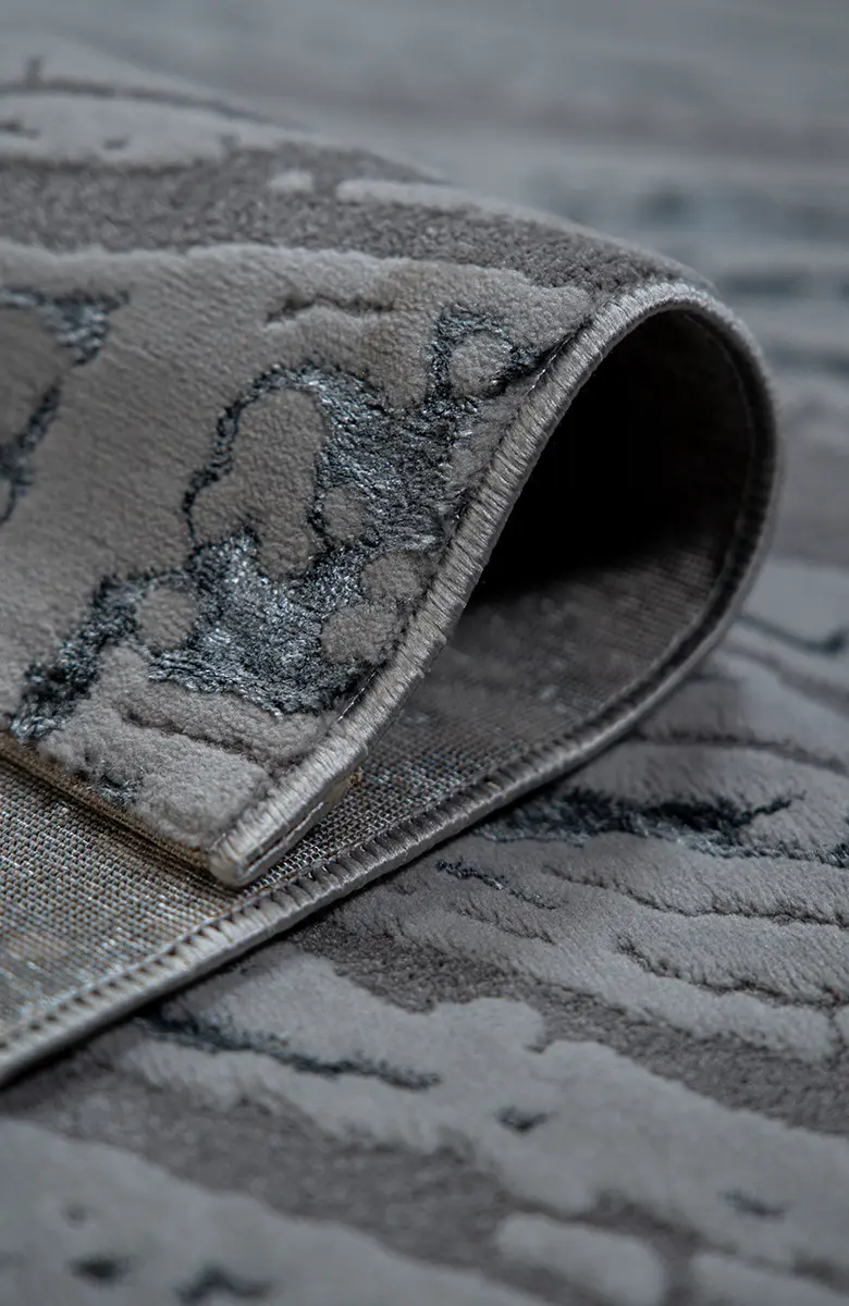 Covor modern Kingston Silver Flow gri cu design abstract argintiu pentru living [4]