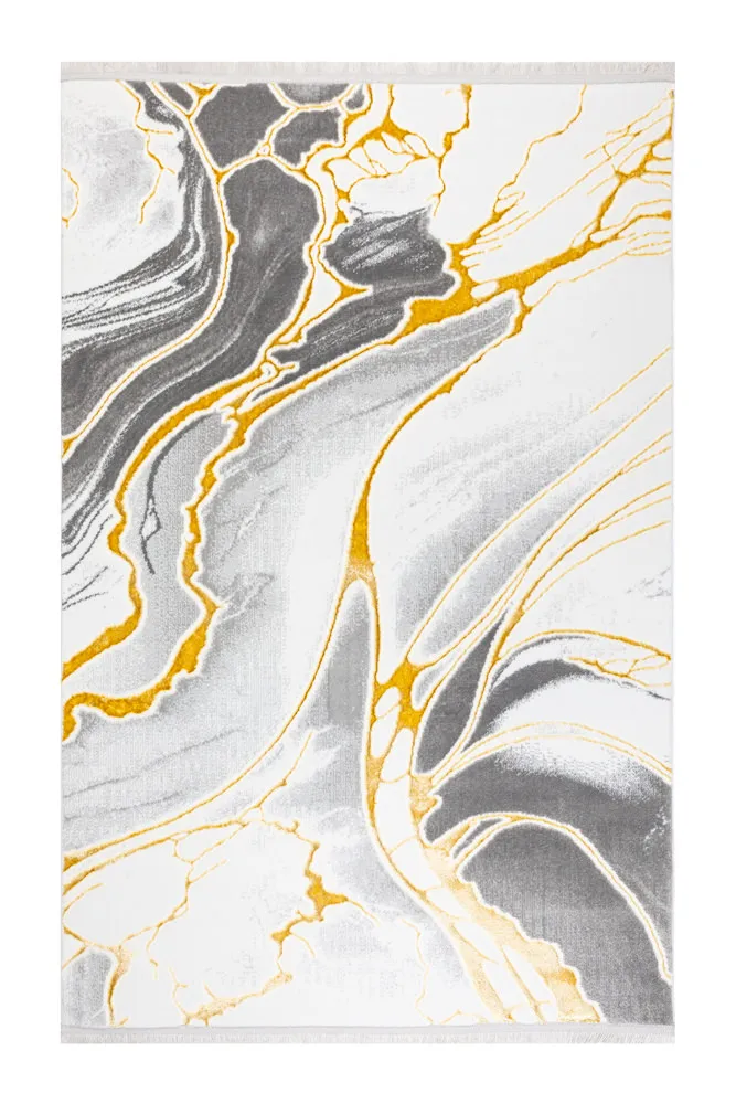 Covor living modern gri auriu model marmura Aura Lux Turcia [5]