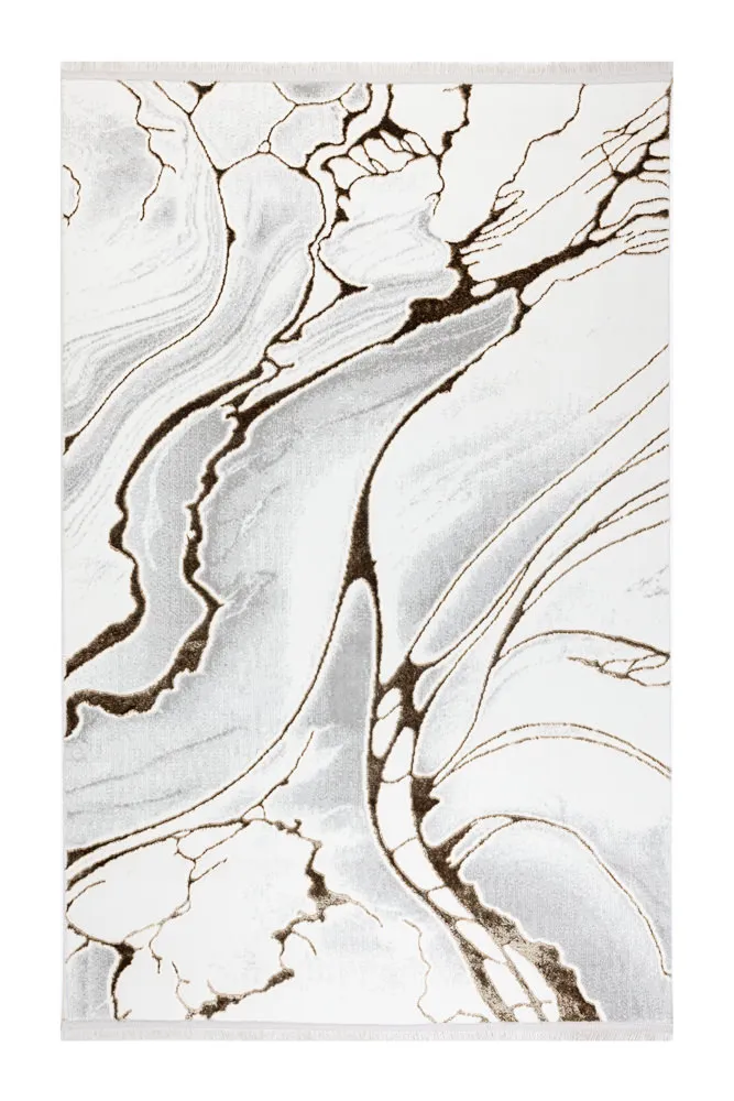 Covor living modern crem maro model abstract 10mm [2]