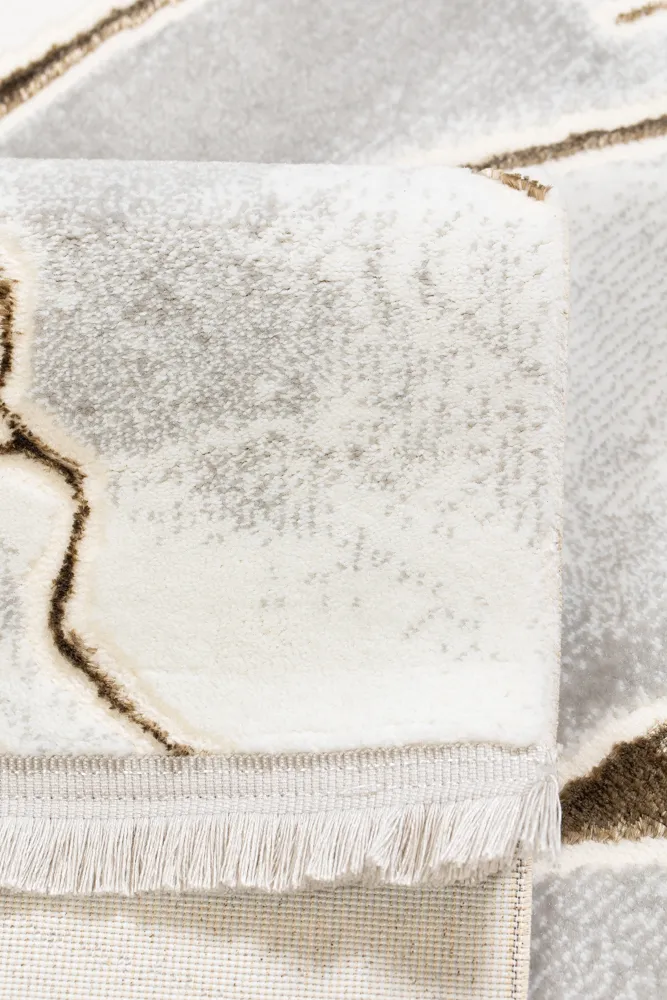 Covor living modern crem maro model abstract 10mm [3]