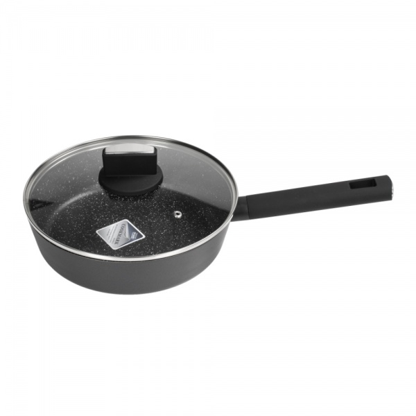 Cratita Zilan ZLN0898 Negru cu invelis din marmura, 5 straturi, 28 cm si maner fin la atingere, 3.9L [2]