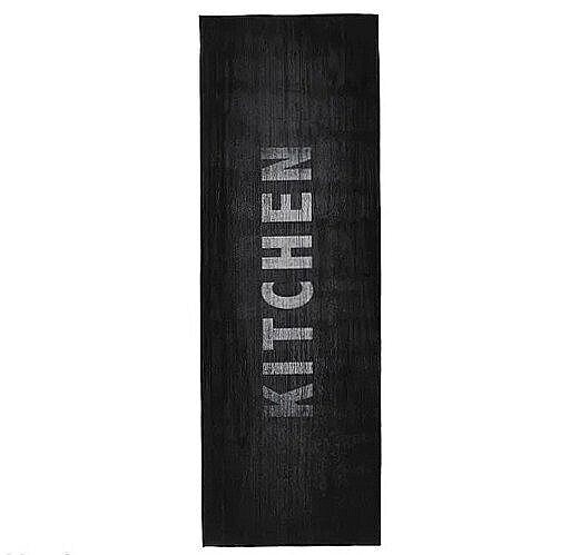 Covor de bucătărie antiderapant, lavabil, 60x180 cm – Negru cu text „KITCHEN” [2]