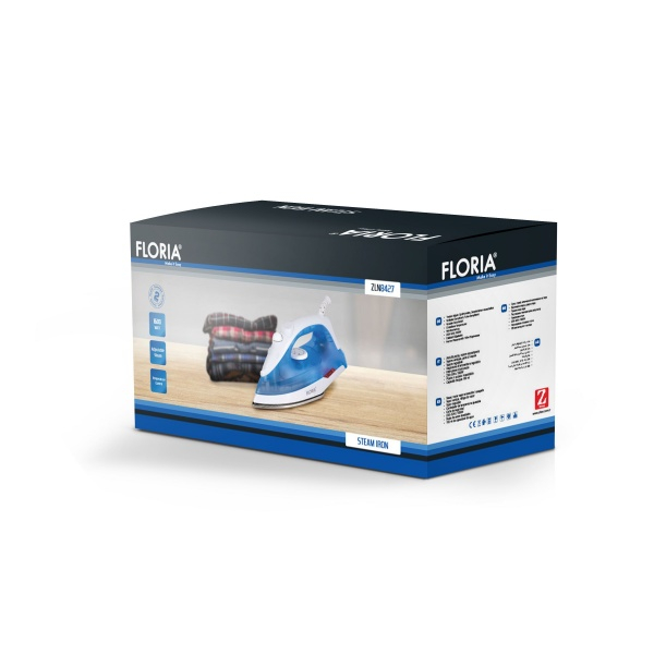 Fier de calcat Floria ZLN9686, 1600W, capacitate 180ml, temperatura reglabila, talpa din inox [3]