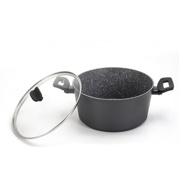 Oala cu capac sticla Zilan ZLN-3321, Diametru 24 cm, Inaltime 12 cm, Material aluminiu, Interior granit, Compatibil inductie [3]