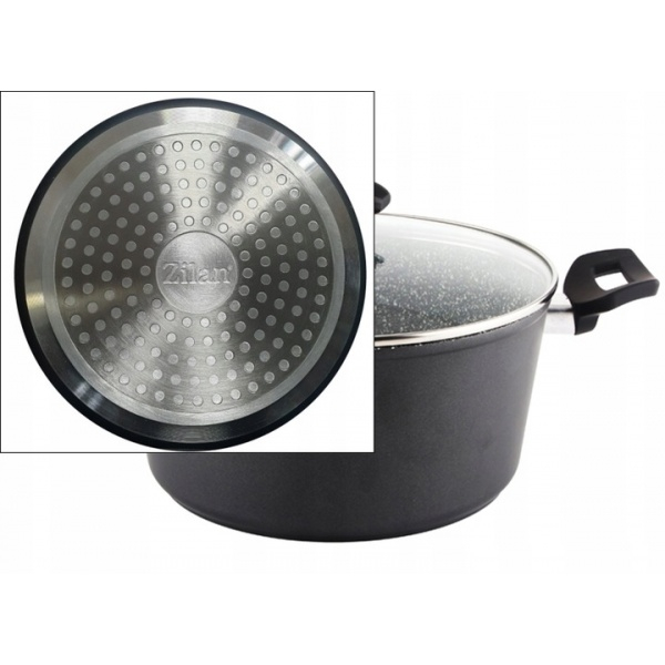 Oala cu capac sticla Zilan ZLN-3321, Diametru 24 cm, Inaltime 12 cm, Material aluminiu, Interior granit, Compatibil inductie [4]