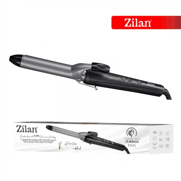 Ondulator de par Zilan ZLN9433, diametru 25mm, temperatura maxima de 200 grade, 43W, Negru [2]