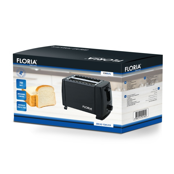 Prajitor de paine Floria ZLN1826 Negru, 700W, 7 nivele de control al temperaturii, buton de oprire [2]