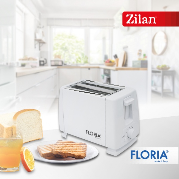 Prajitor de paine Floria ZLN1833 Alb, 700W, 7 nivele de control al temperaturii, buton de oprire [2]