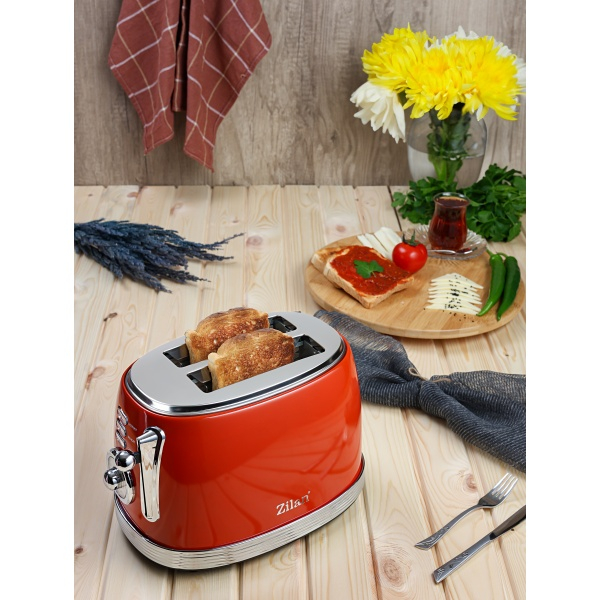 Prajitor RETRO Zilan ZLN7040 Rosu, 6 trepte de prajire, indicator luminos pentru semnalizare [3]