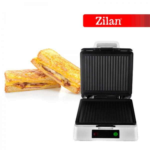 Sandwich Maker XL Zilan ZLN4728 Argintiu, plita grill, indicator luminos, sistem de inchidere, putere 1200W [4]