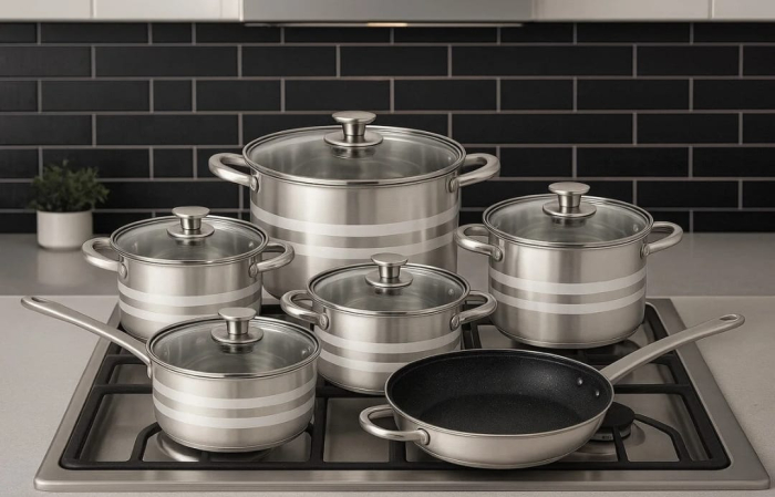 Set vase inox 12 piese cu capace compatibil inducție [2]