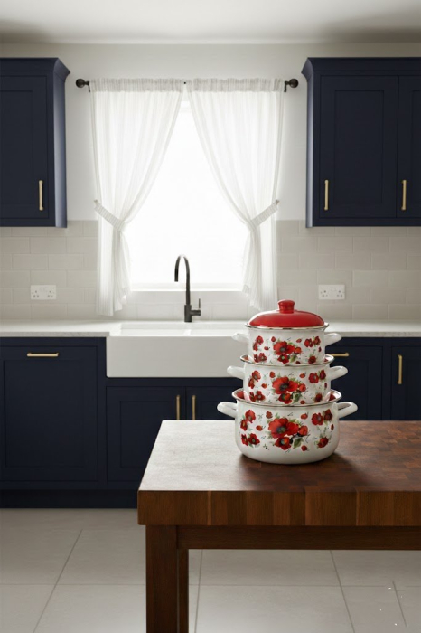 Set oale emailate 6 piese model Maci, compatibile inducție, capace incluse [2]