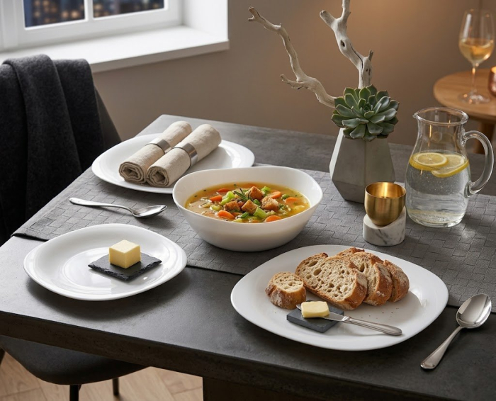 Set vesela opal alb Atlas 19 piese farfurii si bol [3]