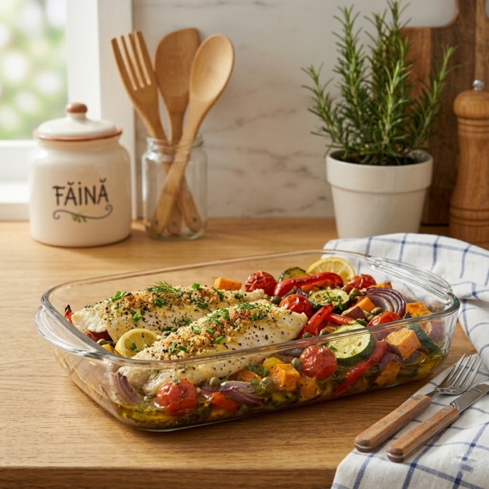 Tava dreptunghiulara sticla termorezistenta 3.85L pentru cuptor [4]