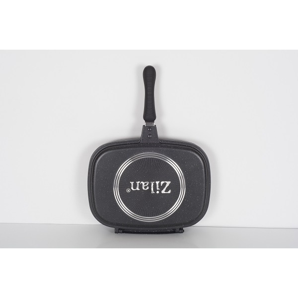 Tigaie dubla ZILAN ZLN-9522,culoare negru Diametru 30 cm, garnitura silicon rezerva, [2]