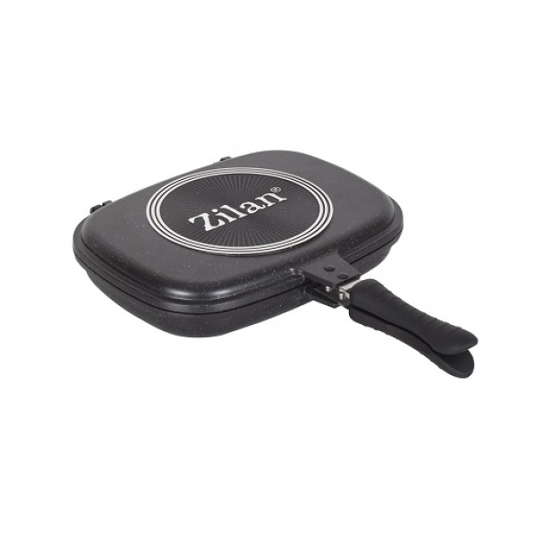 Tigaie dubla ZILAN ZLN-9522,culoare negru Diametru 30 cm, garnitura silicon rezerva, [3]
