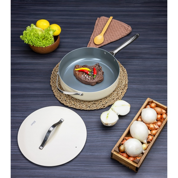 Tigaie inalta cu capac Zilan ZLN0880 din 5 straturi de material, maner inox, 28 cm [7]