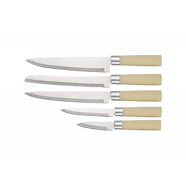 Set cutite 6 piese RETRO Zilan ZLN1610, Suport inclus, Otel inoxidabil 3CR13, Compatibil masina de spalat vase, Crem [2]