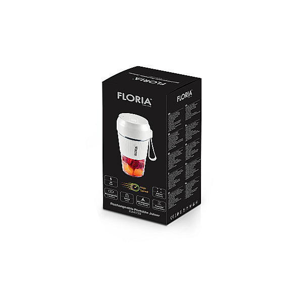 Blender portabil Floria ZLN1720 pentru suc reincarcabil, Capacitate 300 ml, Putere 50W, Lame din otel inoxidabil, Alb [2]