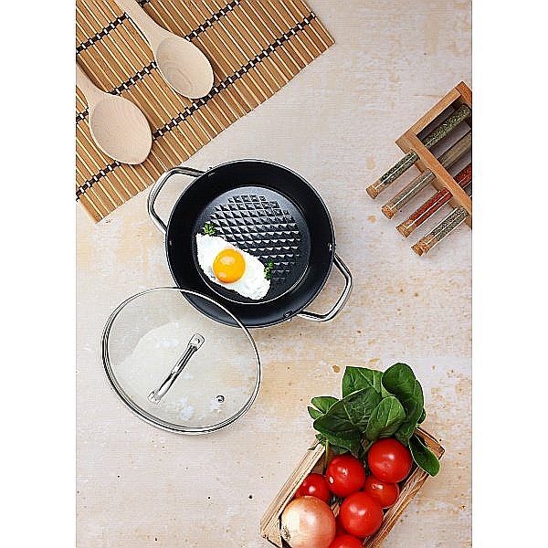 Oala cu capac Zilan ZLN9600 diamond, cu baza de inductie, ceramica si inox, usor de spalat, 20 cm,2.1L [2]